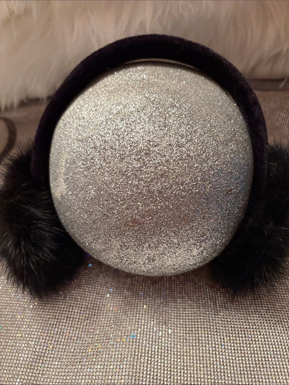 Black  Genuine Mink Fur Earmuffs